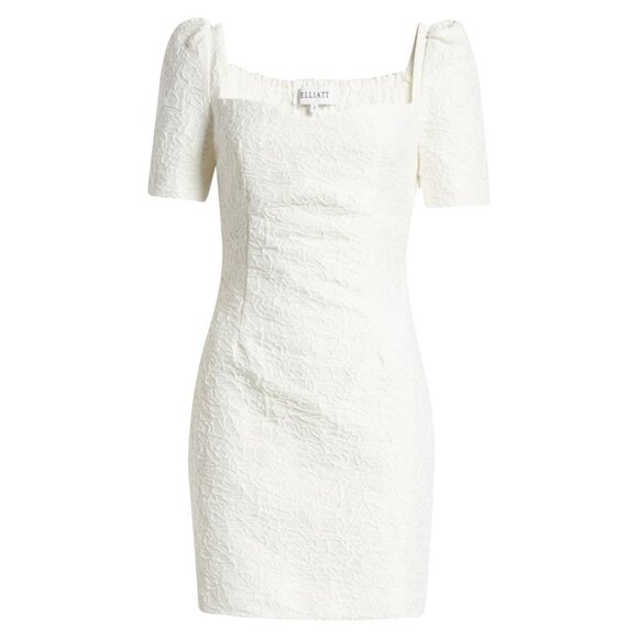🆕ELLIATT Feminise Mini Dress Textured Puff Sleeve White Small 4 - Picture 6 of 13